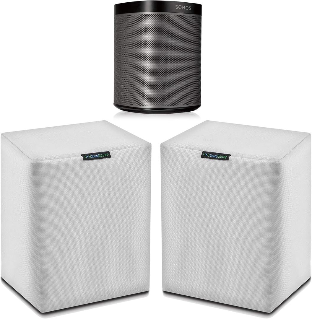 Pair (2) White Heavy Duty Outdoor Sonos Speaker Covers - Dust, Water & UV Protection for Sonos Speakers - Fits Wall Mounted