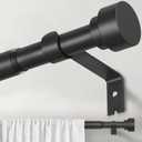 WIN4ALL Black Curtain Rods for Windows 66 to 120 inch, 5/8 Inch Decorative Curtain Rod Adjustable by Splicing (Matte Black,30"-120”)
