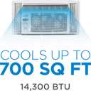BLACK+DECKER Window Air Conditioner 14300 BTU, AC Window Unit Cools Up to 700 Square Feet, Window AC Unit with Remote Control, 3 Cooling Speeds and Fan Only Function, BD145WT6, White