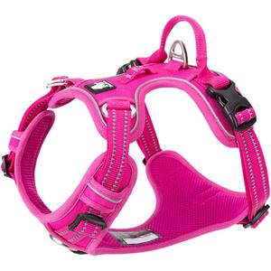TRUE LOVE Dog Harness No Pull Nylon Reflective Pet Harness Adjustable Comfortable Control Step-in Brilliant Colors Truelove TLH56512 Fuchsia, Medium