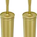 UPTRONIC Toilet Brush, Aluminum Alloy Toilet Brush and Holder Set with Long Handle Durable Bristles Toilet Bowl Brush and Covered Holder for Toilet Scrubber for Bathroom Cleaning (2, Gold)