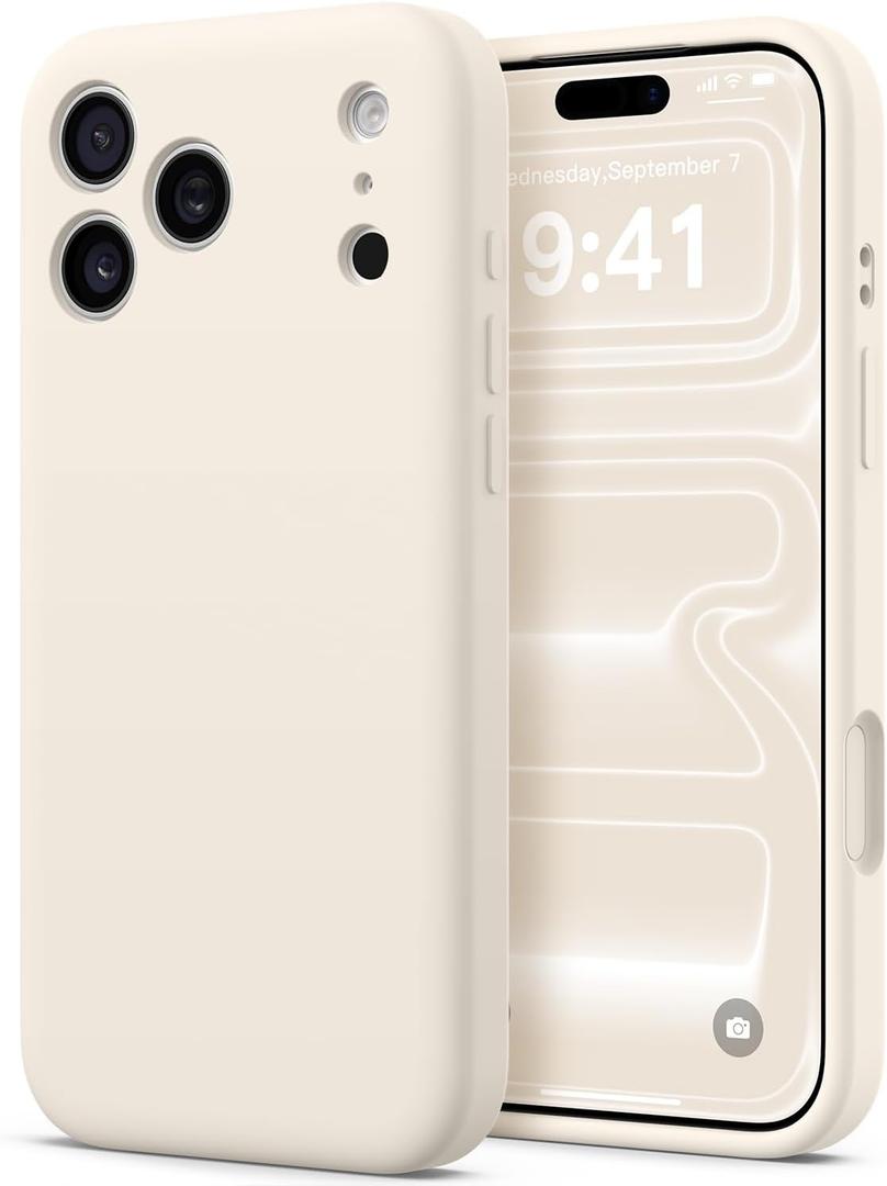 AOTESIER Compatible with iPhone 17 Pro Max Case, Silicone Upgrade [Full Camera Protection][Integrated Camera Control Button] Shockproof Protective Phone Case with Anti-Scratch Lining, Oatmilk