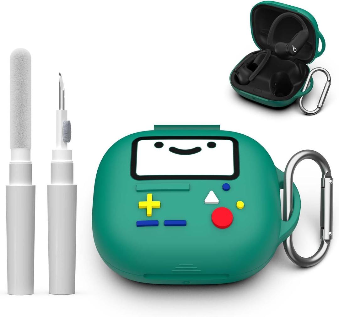 Silicone Cover for Beats Powerbeats Pro 2 Case Cute (2025), Funny Cartoon Game Console Design Shockproof Protection Case for Powerbeats Pro 2 Accessories with Keychain/Cleaner Kit (Green)