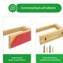 Free Drilling Bamboo Wall-Mounted Toilet Paper Holder Self-Adhesive or Screw Toilet Tissue Roll Holder for Bathroom and Kitchen