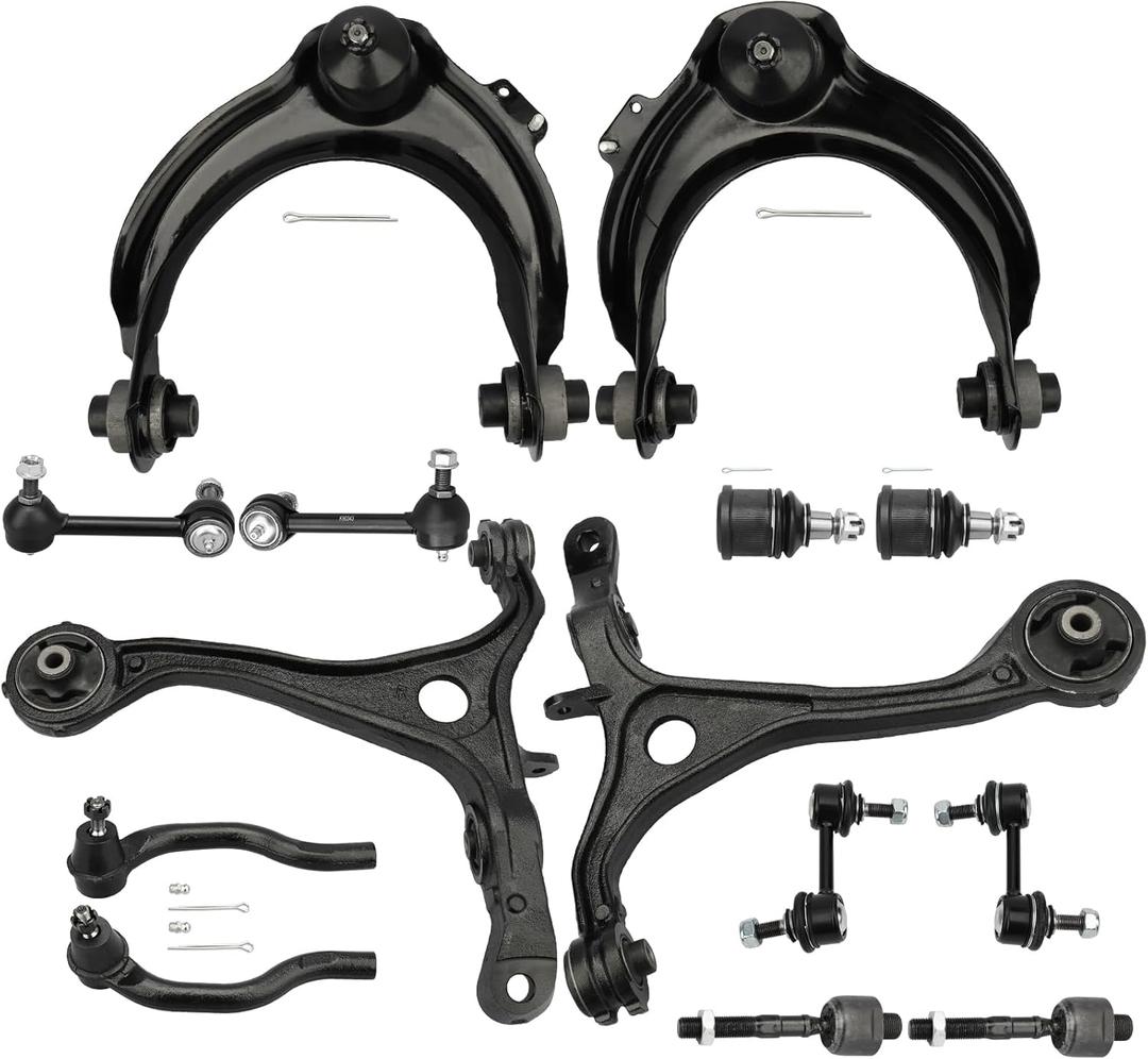 IRONTEK 14PCS Front Lower & Upper Control Arm w/Ball Joints Inner Outer Tie Rod End Sway Bar Link Fit for Acura Tsc 2004-2008, for Honda Accord 2003-2007, K620616 K620617 K640289 K640290 K80228