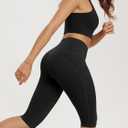 ODODOS High Waist Workout Capris with Pockets for Women, 14" / 19" Tummy Control Yoga Capri Leggings (Black, M)