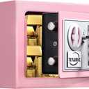 TENAMIC Safe Box 0.23 Cubic Feet Electronic Digital Security Box, Keypad Lock Box Cabinet Safes, Solid Alloy Steel Office Hotel Home Safe, Pink