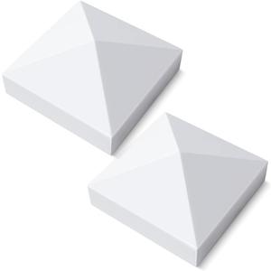 VIVIDA 4" x 4" Vinyl Post Caps (2-Pack), White PVC Pyramid Fence Post Top Caps for Actual 4" x 4" Vinyl Fence, Deck, Mailbox