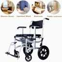 Mobile Shower Chair, 4-in-1 Toilet Commode Wheelchair with Brakes, Removable Pedal, Adjustable Armrest, PU Backrest Cushion and Pail 330lb