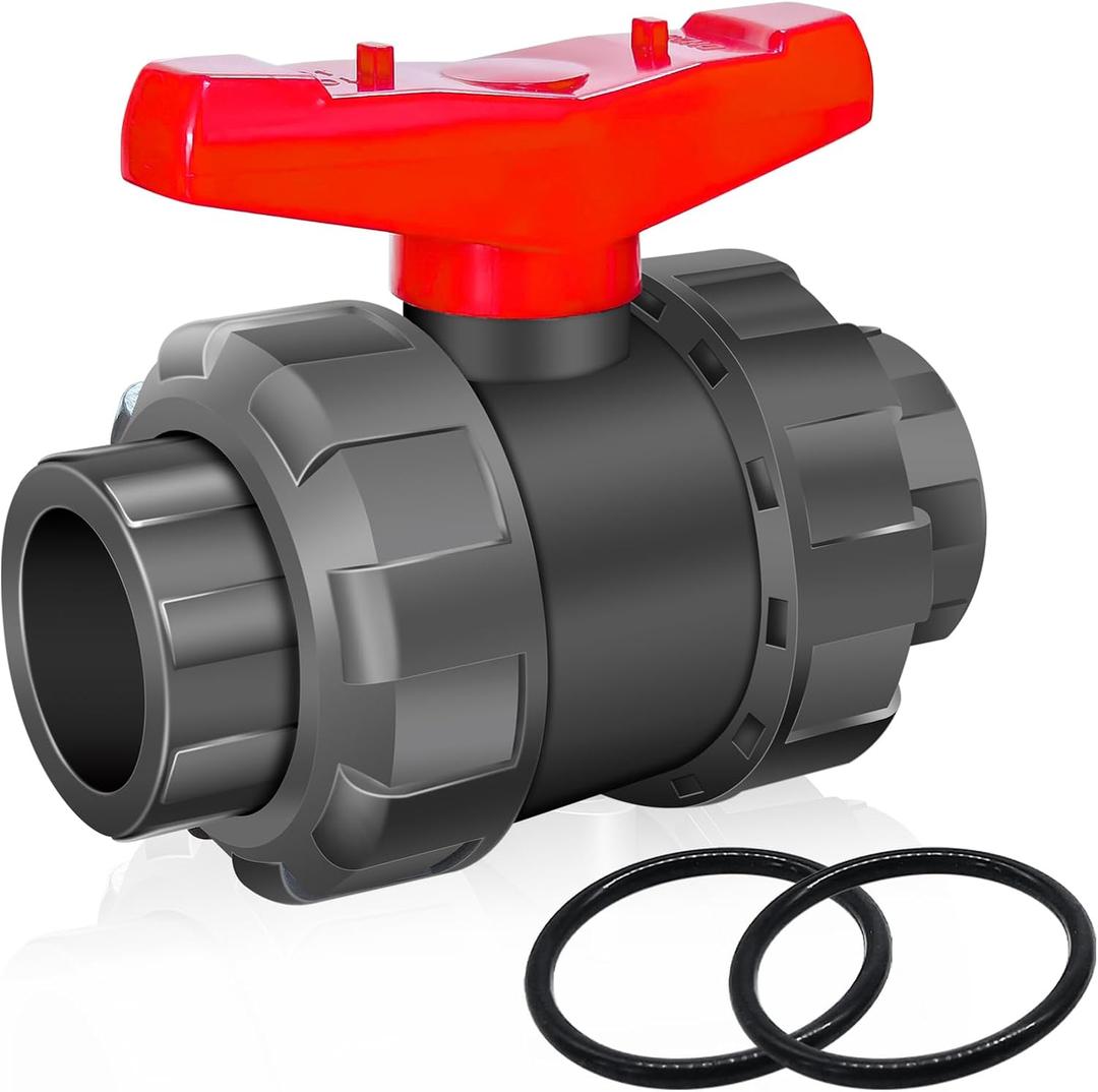 Boltigen 2" UPVC True Union Ball Valve - Full Flow Double Union, Schedule 80 PVC, 2" UPVC with 2pcs EPDM O-Rings for Irrigation, Pool, Venting Systems