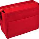 Vercord Felt Zipper Handbag Tote Purse Duffel Backpack Organizer Insert Red Medium