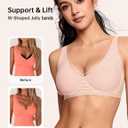 Vertvie Jelly Wireless Bras for Women Push Up Plunge Seamless T-Shirt Bras No Underwire Supportive Full Coverage Bralettes(Airy Nude,X-Large)