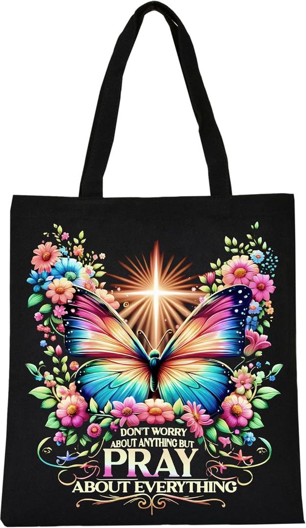 Christian Inspirational Butterfly Library Bag Gifts for Mom, Christmas Religious Mental Health Jesus Gift for Women