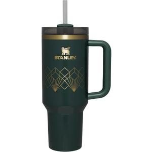Stanley Quencher H2.0 Tumbler with Handle and Straw 40 oz | Flowstate 3-Position Lid | Cup Holder Compatible for Travel | Insulated Stainless Steel Cup | BPA-Free | Forrest Gloss Deco