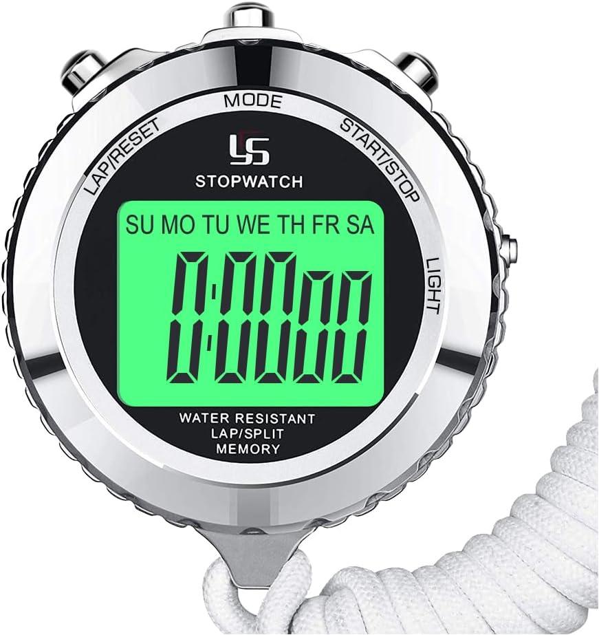 LAOPAO Melt Stopwatch, Clock Daily Rainproof Digital Timer for Sports Match,Competition,Coach,Referee,Training,Timing (2 Lap-backlit)