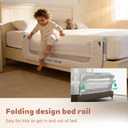 Bed Rail for Toddlers, 32in Folding Toddler Bed Rail Guard with Reinforced Anchor System & Sturdy Metal Frame, Portable Bed Railing for Baby Fits Crib,Twin, Queen & King Bed, Breathable Mesh