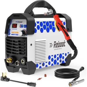 Reboot Plasma Cutter, 60 Amps Plasma Cutter Machine with 120V 240V Dual Voltage, Digital IGBT Inverter Power Plasma cutters 1/2 Inch Clean Cut New Upgrade RBC6000D