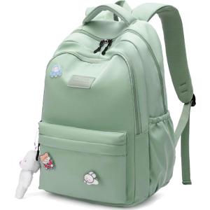 School Backpack for Teen Girls Cute Bookbag for High Middle School College Aesthetic Laptop Back Pack,Green