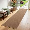 Faux Jute Runner Rug 2'x6', Washable & Non-Slip, Warm Taupe