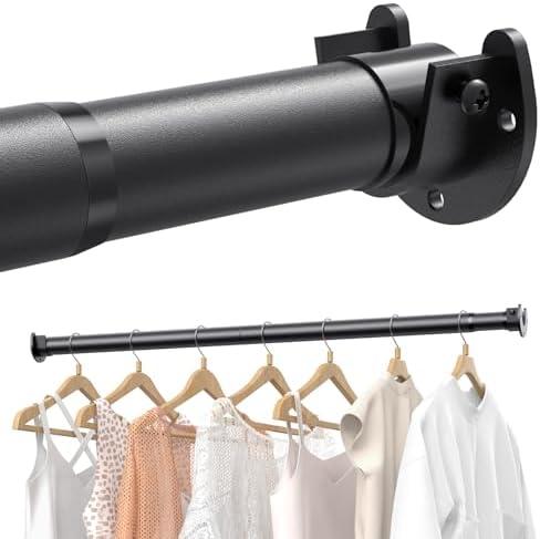 Supforce Closet Rods for Hanging Clothes, 17 to 28 Inches Stepless Adjustable Metal Closet Rod, 1.3 Inches Heavy Duty Clothes Hanging Rod for Closet Wardrobes Laundry RV