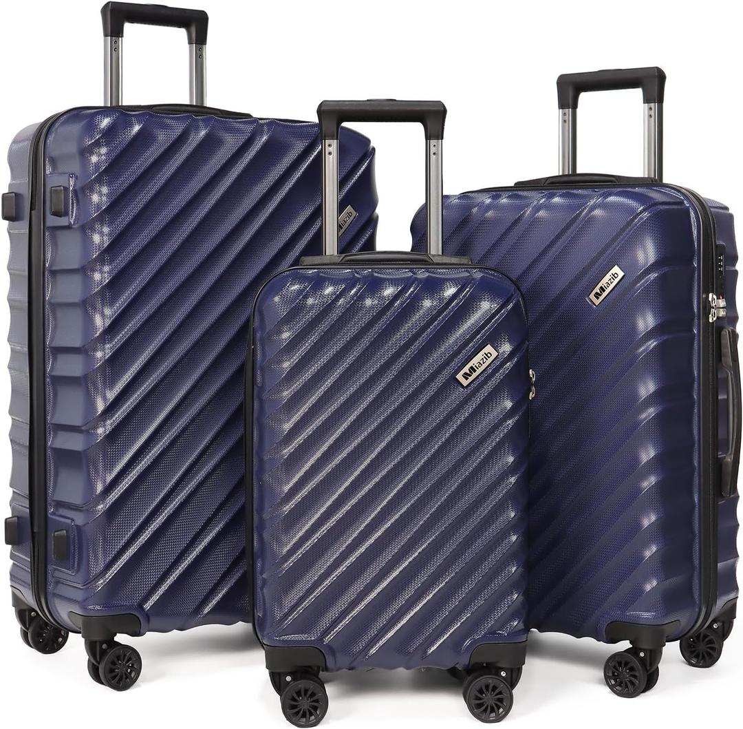 Luggage Sets Suitcases with Wheels Suitcase set Hardshell Luggage sets Clearance Luggage sets with TSA Lock 20/24/28 Inch Luggage Lightweight Suitcases with Wheels (Navy Blue) Set of 3