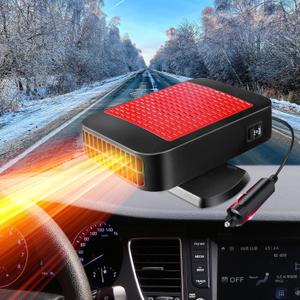 Car Heater,12V 200W Portable Fast Heating Defroster Automobile Windshield Fast Heaters Car Heater That Plugs into Cigarette Lighter for Car, SUV, Trucks (Red Black)