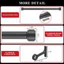 Black Curtain Rods for Windows 28 to 48", 1-Inch Blackout Curtain Rods with Aluminum Brackets and End Cap Finials, Adjustable Drapery Rods for Sliding Glass Door/Bedroom/Kitchen/Living Room Etc.