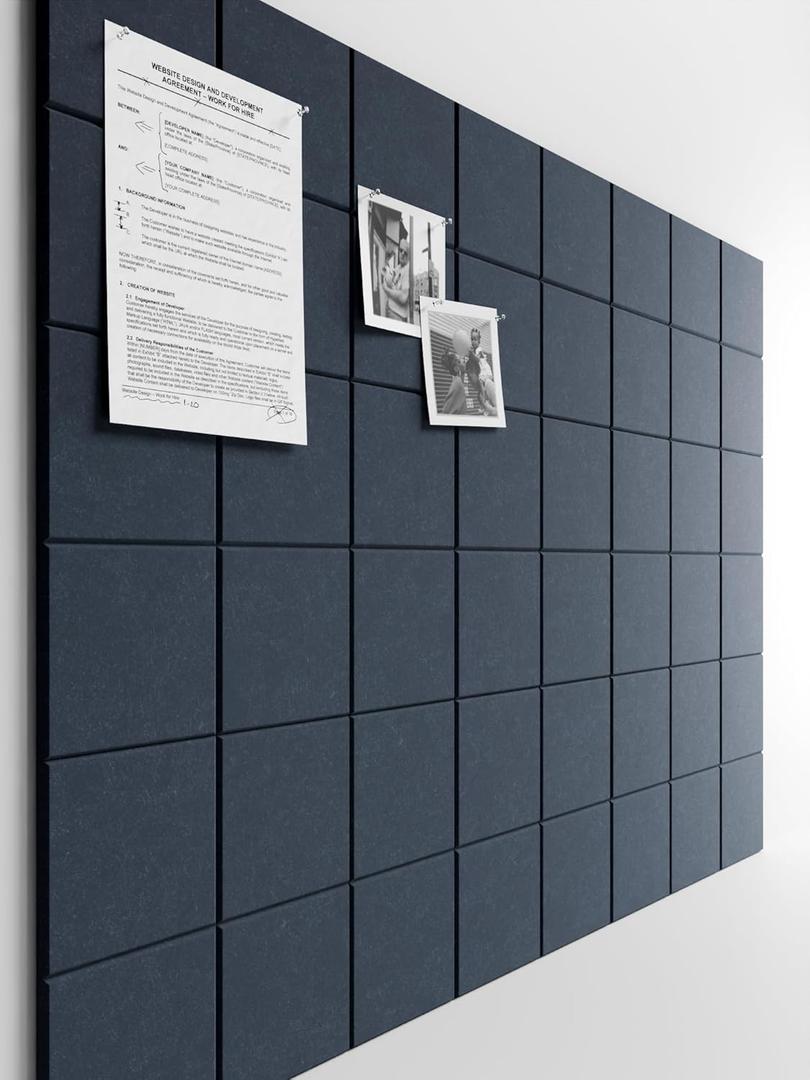 Bumusty Large Cork Board 47"x35" Alternative - 12 Pack Felt Wall Tiles with 70 Safe Removable Adhesive Tabs, 30 Pushpins, Cork Boards for Walls Pin Board Bulletin Board Office Decor -Navy
