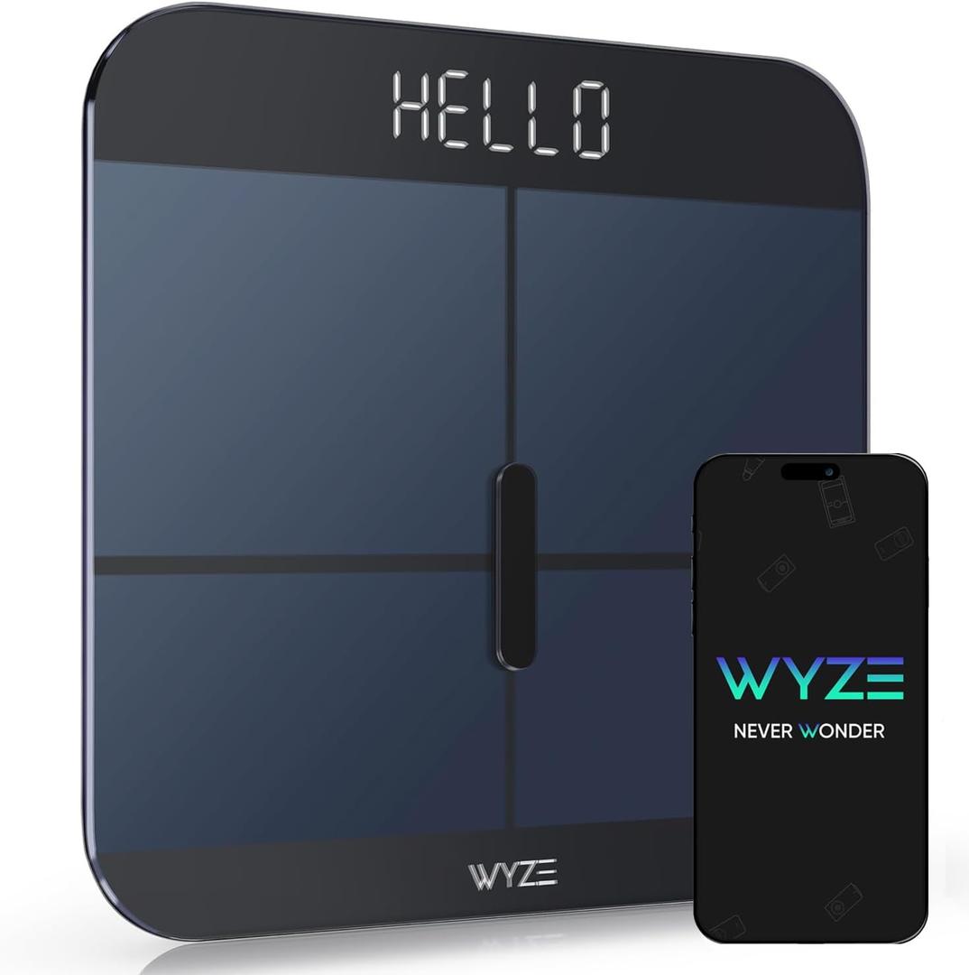 Wyze Smart Scale X - Digital Bathroom Scale for Body Weight, BMI, Body Fat, Muscle Mass, Heart Rate Monitor | Sync with Health Apps | Body Composition Analyzer for People, Baby & Pet, 400 lbs (Black)