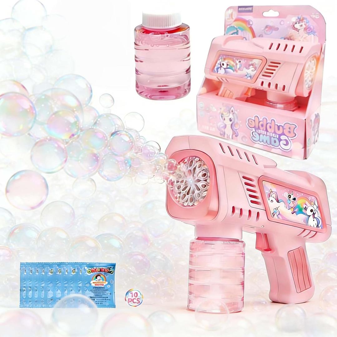 Bubble Gun for Kids with LED Lights & Leak-Proof Design Outdoor Toys for Boys Girls Party Favors Summer Toy Birthday Gifts Easter Bubbles for Wedding Favors