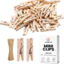 LOTIMOYIA Mini Clothes Pins 200 Pcs - 1" Wooden Clothespins with 11FT Jute Twine,Small Clothes Pins for Photos, Crafts, Home Decor & Art Projects, Reusable Multi-Purpose Clothespins for DIY Projects