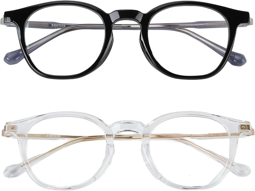 2 PCS Fake Clear Glasses Non Prescription Glasses Trendy Vintage Eyeglasses Glasses for Women Men