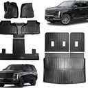 Vanseno Floor Mats for 2021-2024 2026 Chevrolet Chevy Suburban/GMC Yukon XL/Cadillac Escalade ESV 7 Seats Cargo Liner Backrest Mat TPE All Weather Mat for Cadillac Escalade ESV Accessories