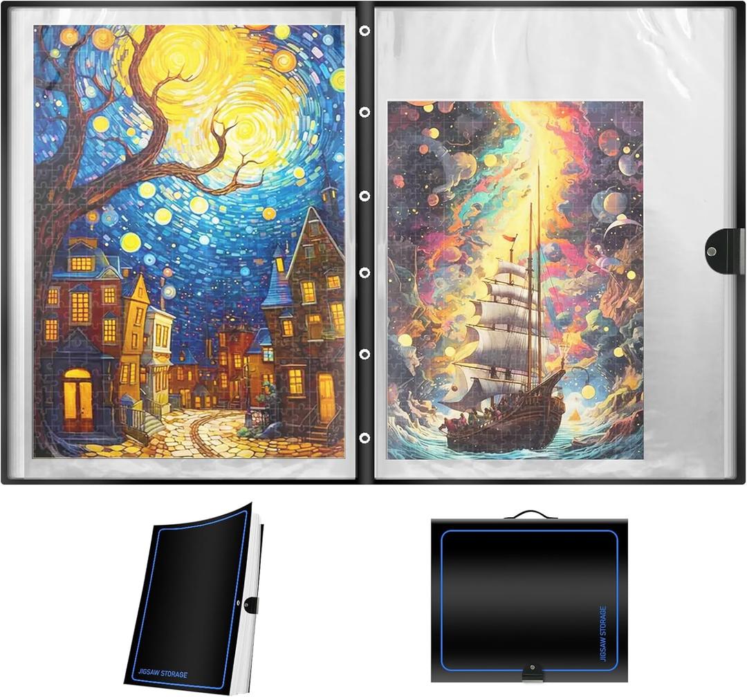 ALL4JIG Extra Large Puzzle Storage Folder Keeper for Jigsaw Enthusiasts - Space-Saving Organizer, Holds 20 Puzzles, 31.1x25.59x2.56 inches, HD Film Pockets Birthday Gifts for Mom & Grandma
