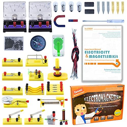 Teenii Electricity and Magnetism Kit for Kids, STEM Science Experiments with Electric Circuits, Educational Physics Toy, Science Discovery Game for Boys and Girls 8+, 50 Pieces