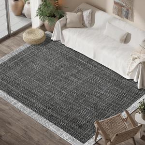 Enkor Area Rugs 6x9 Washable Non Slip Simple Soft Rugs for Living Room Bedroom, Modern Mat for Kitchen Entryway Dark Grey