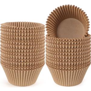 Caperci Jumbo Cupcake Liners Natural Muffin Baking Cups 300-Count, No Smell, Food Grade, Upgraded Grease-Proof Paper (Natural)