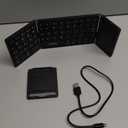 Samsers Foldable Bluetooth Keyboard with Touchpad  Portable Wireless Keyboard with Holder, Rechargeable Full Size Ultra Slim Pocket Folding Keyboards for Android Windows iOS Tablet & Laptop  Black