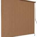 Coolaroo Outdoor Roller Shade with Wand - 95% UV Block Breathable Light Filtering Shade for Patio or Porch, Fade-Resistant, Easy-Clean Fabric, 6ft x 8ft, Walnut, 72" W x 96" H