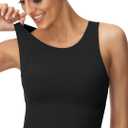 High Neck Sports Bra for Women Longline Full Coverage Sports Bras Medium Impact Padded Workout Crop Tops for Yoga Gym XL