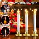 OCATO Christmas Window Candles Lights: 10 Pack Flameless Candles Battery Operated Candles with Remote Control Timer Christmas Decorations Taper LED Candle Gold Holders for Window Decor Party Table Top