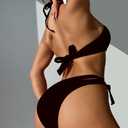 Sexy Bikini for Women Underwire Swimsuits Spaghetti Strap Swimwear Criss Cross Halter Bathing Suit 2 Piece (Black, M)
