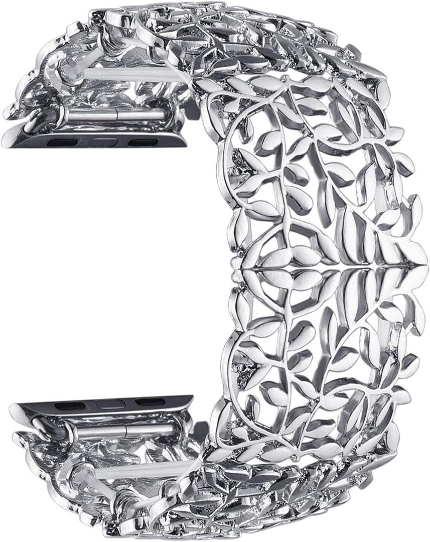 VIQIV Bracelet Band Compatible with Apple Watch 40mm/41mm iWatch Series SE/9/8/7/6/5/4/3/2 Ultra for Women Unique Metal Dressy Stretchy Wristbands Strap Jewelry Bangle