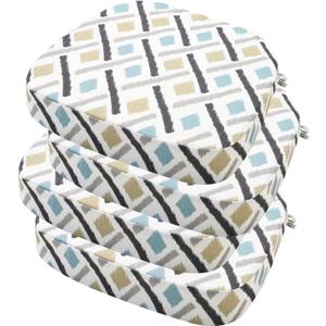 idee-home Outdoor Chair Cushions Set of 4, 19" x 19" x 3" Thick Patio Furniture Outdoor Seat Cushions Waterproof with Ties, Dining Pads (Ikat Geo)