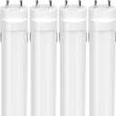 JESLED Dimmable T8 LED Type B Light Bulbs 4 Foot, 3120+Lumens, 5000K Daylight White, 24W (65W Equivalent), 4FT Fluorescent Tube Replacement, Ballast Bypass, Dual Ended Power, Frosted, 4-Pack