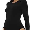 V VOCNI Maternity Bodysuit Crew Neck Long Sleeve Maternity Shirt Tops Jumpsuit Romper Pregnancy Shapewear Body Suit M