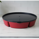 Divided Serving Tray with Lid – Snackle Box Container with Handle – Dishwasher & Microwave Safe – 6-Compartment Round Organizer for Fruits, Veggies, Candy & Nuts – Compact & Travel Friendly (10”)