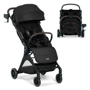 Britax Juniper+ Compact Stroller, Portable & Lightweight Raven Black | Travel Stroller With FastPack & One-Hand RapidFold, Infant Car Seat Compatible, Built-In Carry Strap, Ventilating Fabrics