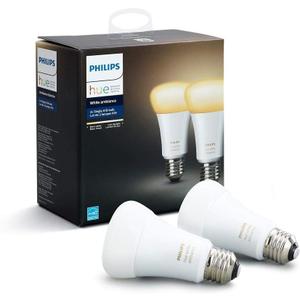Philips Hue White Ambiance A19 2-Pack 60W Equivalent Dimmable LED Smart Bulbs (Hue Hub Required, Works with Alexa, Apple Homekit & more), Old Version, 2 Bulbs (453092)