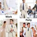 Men's 3 Piece Linen Suits Casual Lightweight Blazer Jackets Vest Pants Set for Wedding Business Prom Suit (Beige, S)
